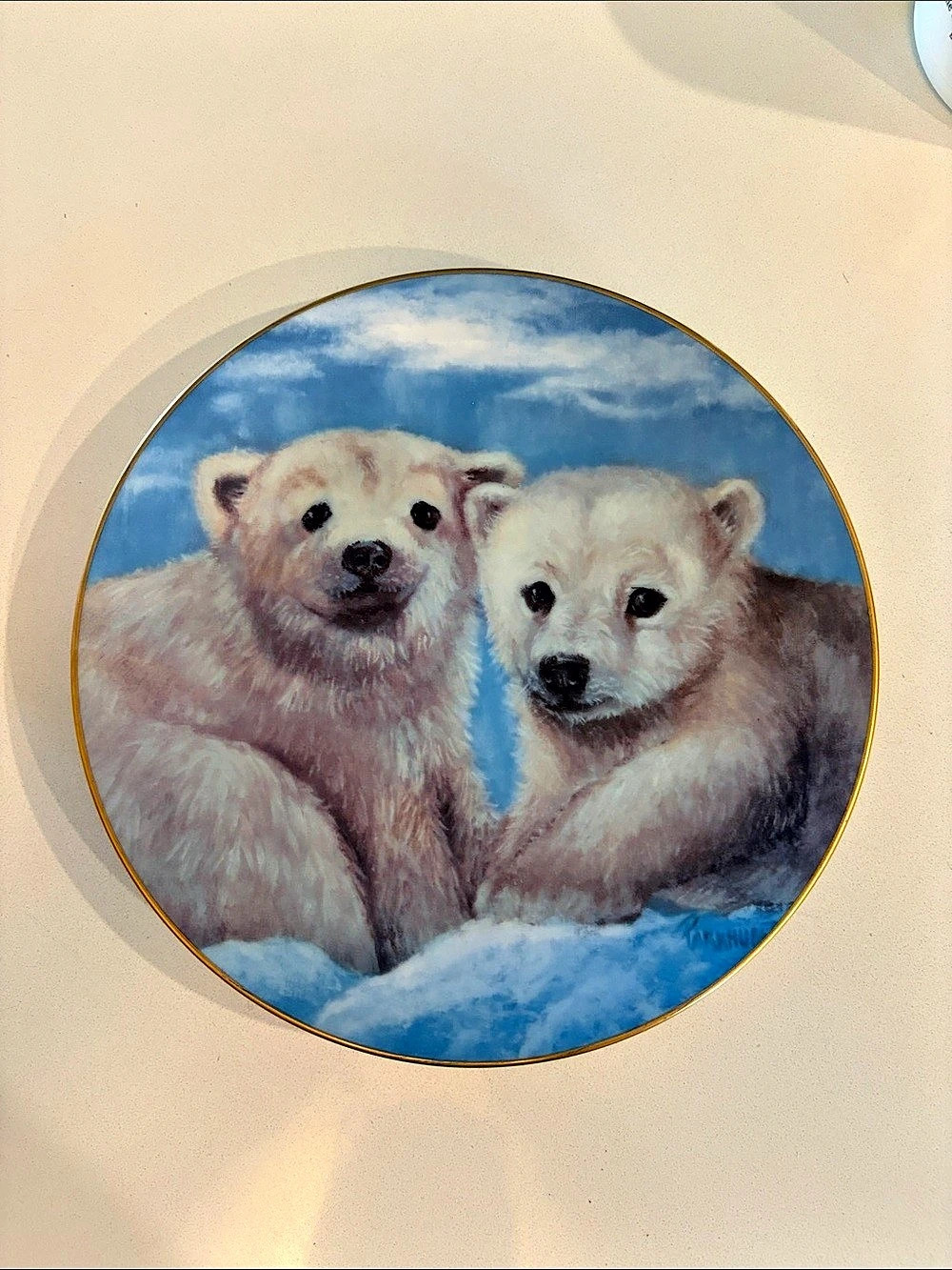 Vintage Hackett American Collectors Company Snow Babies “Polar Bear Cubs” Plate